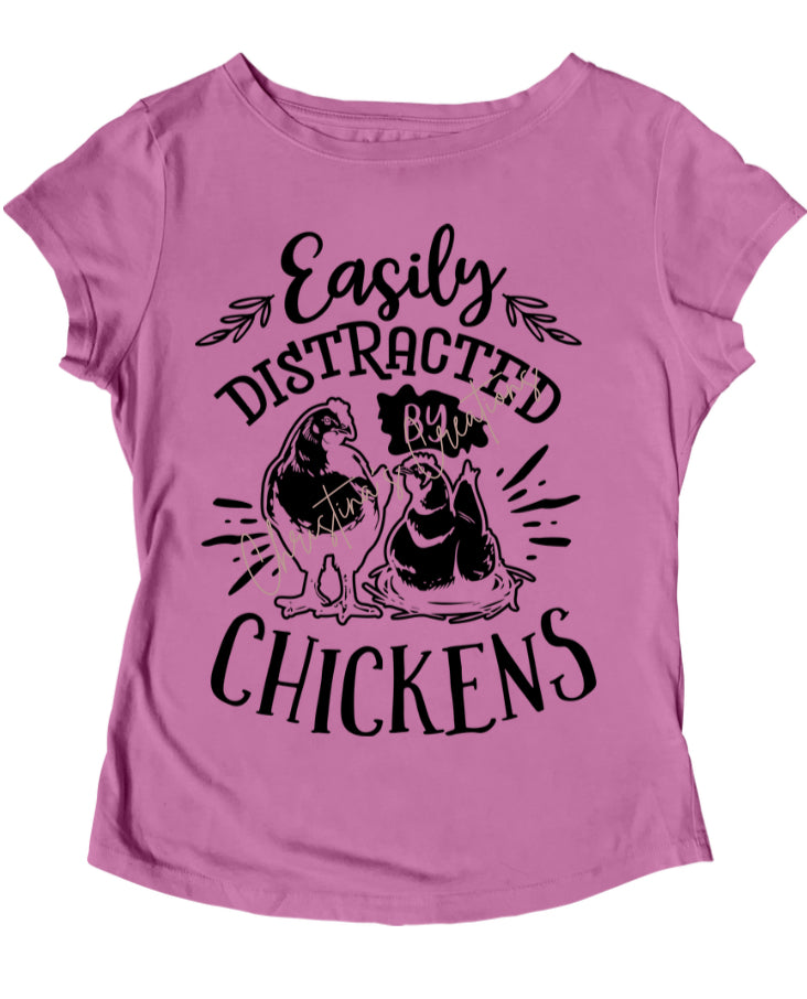 Women’s Distracted by Chickens Tee