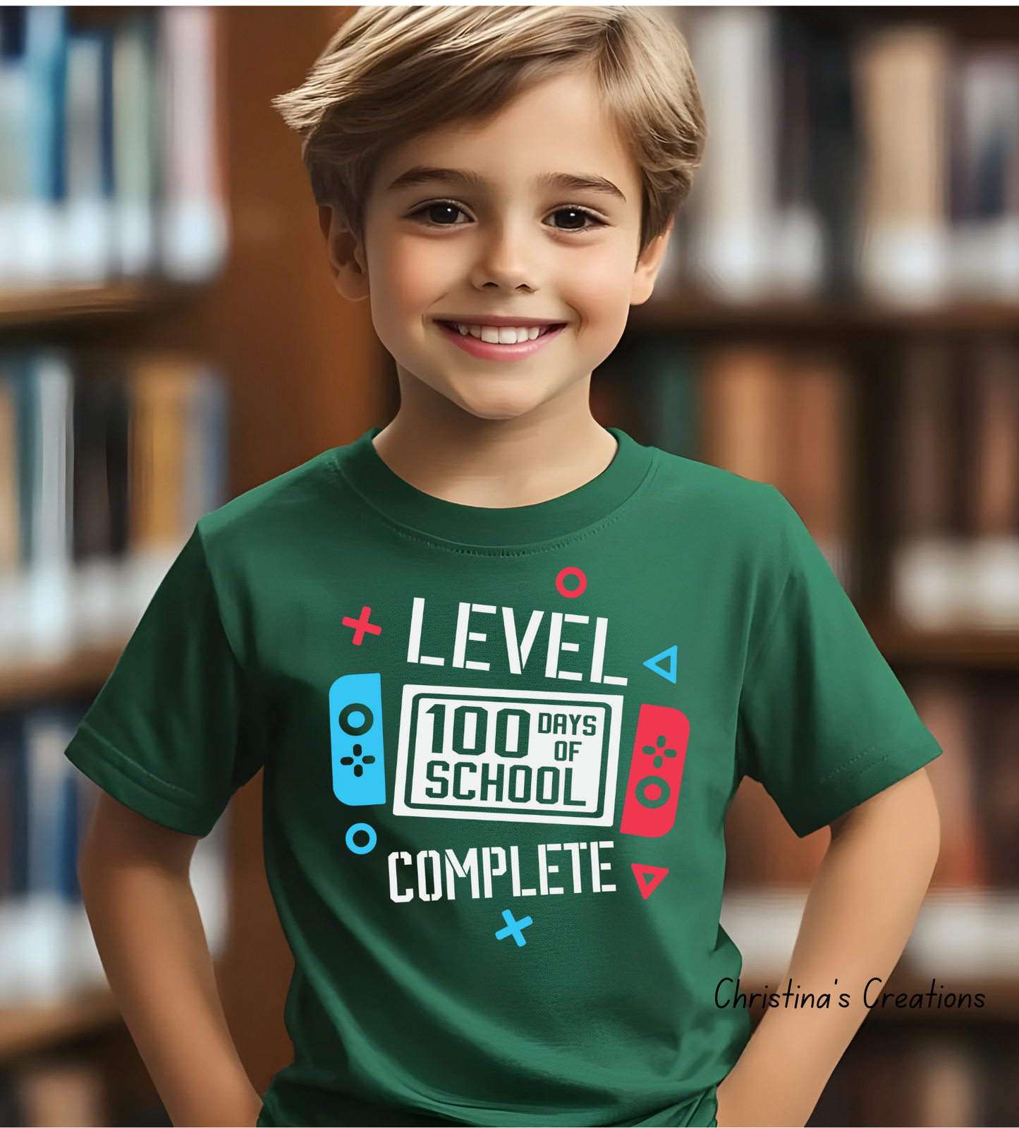 Youth green 100 days gamer Tee