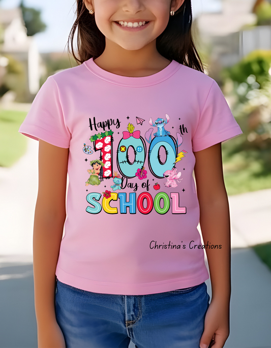 Youth Pink lilo 100 day Tee